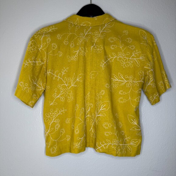 PRICE FIRM Madewell Yellow Embroidered Linen Boxy Button Down Shirt | Size XS/S - Picture 8 of 10